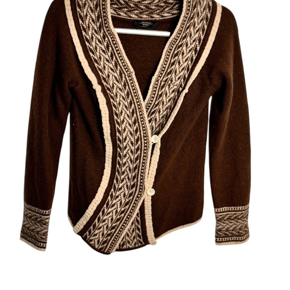 Weekend Max Mara wool angora cardigan sweater Brown and Cream S - Picture 8 of 16